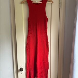 H&M Red Knit Midi Dress